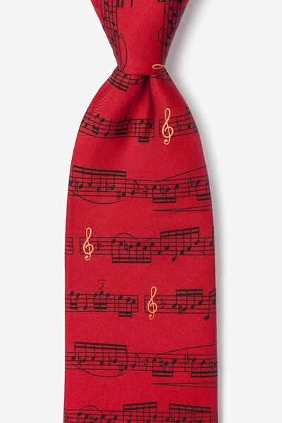 Red Silk Sheet Music Tie
