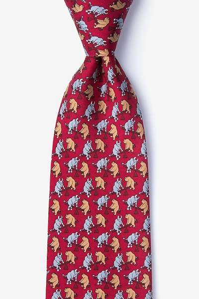 Red Silk Stock Market Playground Tie