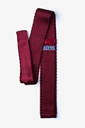 Textured Solid Red Knit Skinny Tie Photo (1)