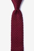 Textured Solid Red Knit Skinny Tie Photo (0)