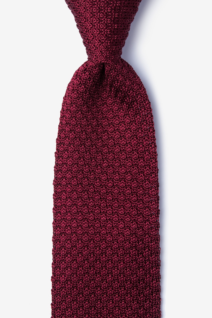 Textured Solid Red Knit Tie