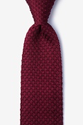 Textured Solid Red Knit Tie Photo (0)