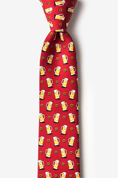Red Silk These Pretzels Are Making Me Thirsty Skinny Tie