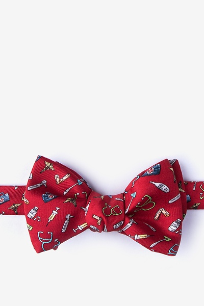 Red Silk Trust Me, I'm a Doctor Self-Tie Bow Tie