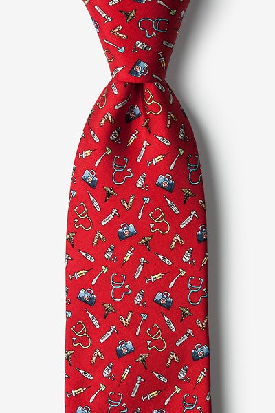 Red Silk Trust Me, I'm a Doctor Tie