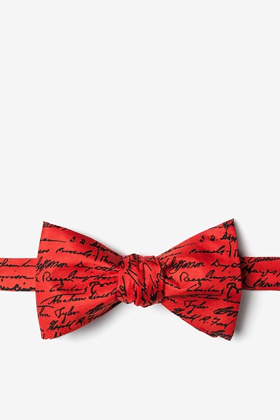 Red Silk U.S. Presidential Signatures Self-Tie Bow Tie