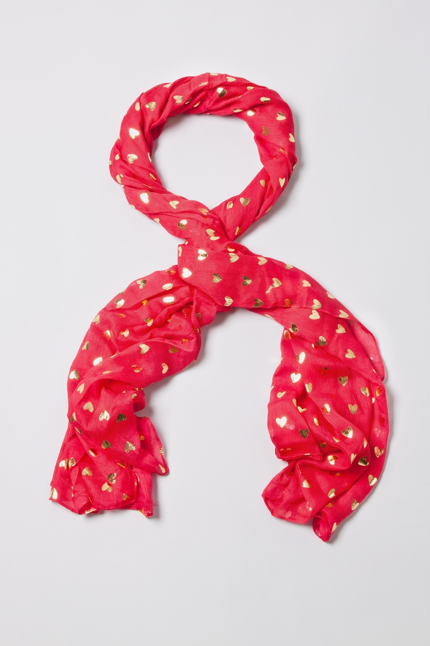Red Golden Hearts Scarf Photo (1)