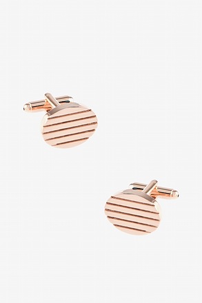 _Horizontal Grooves Rose Gold Cufflinks_