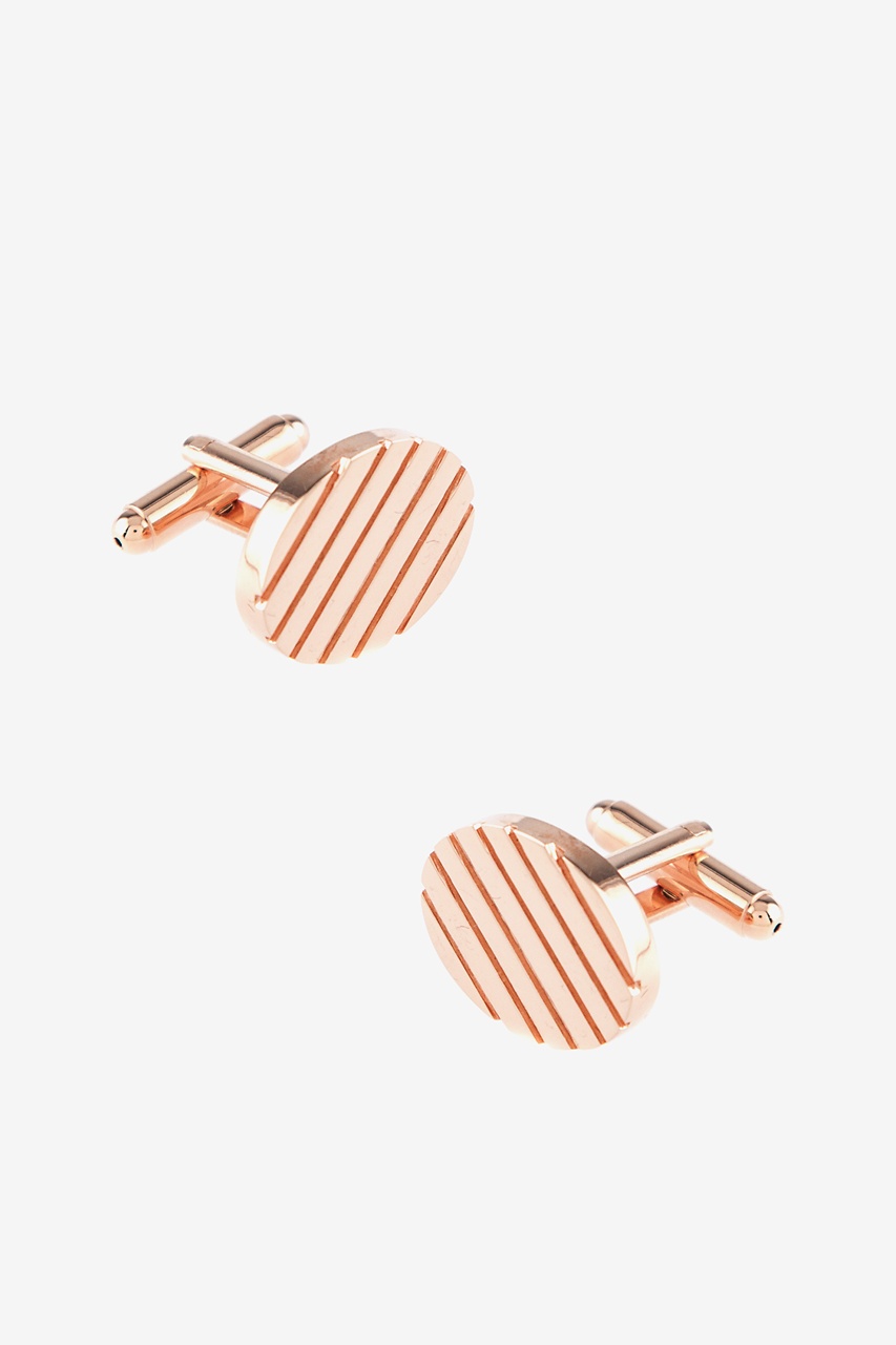 Oval Grooves Rose Gold Cufflinks Photo (0)