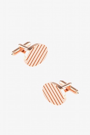 Oval Grooves Rose Gold Cufflinks