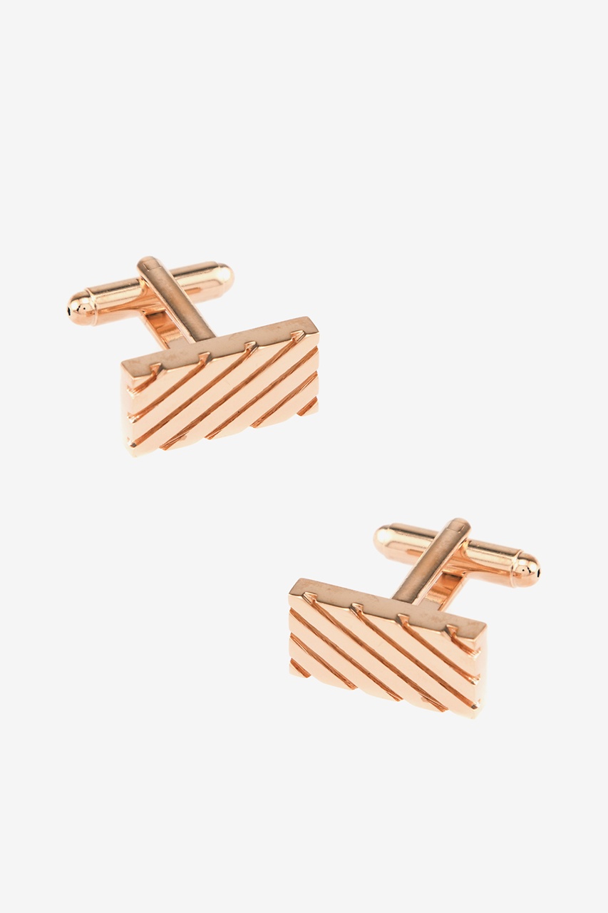 Rectangle Grooves Rose Gold Cufflinks Photo (0)