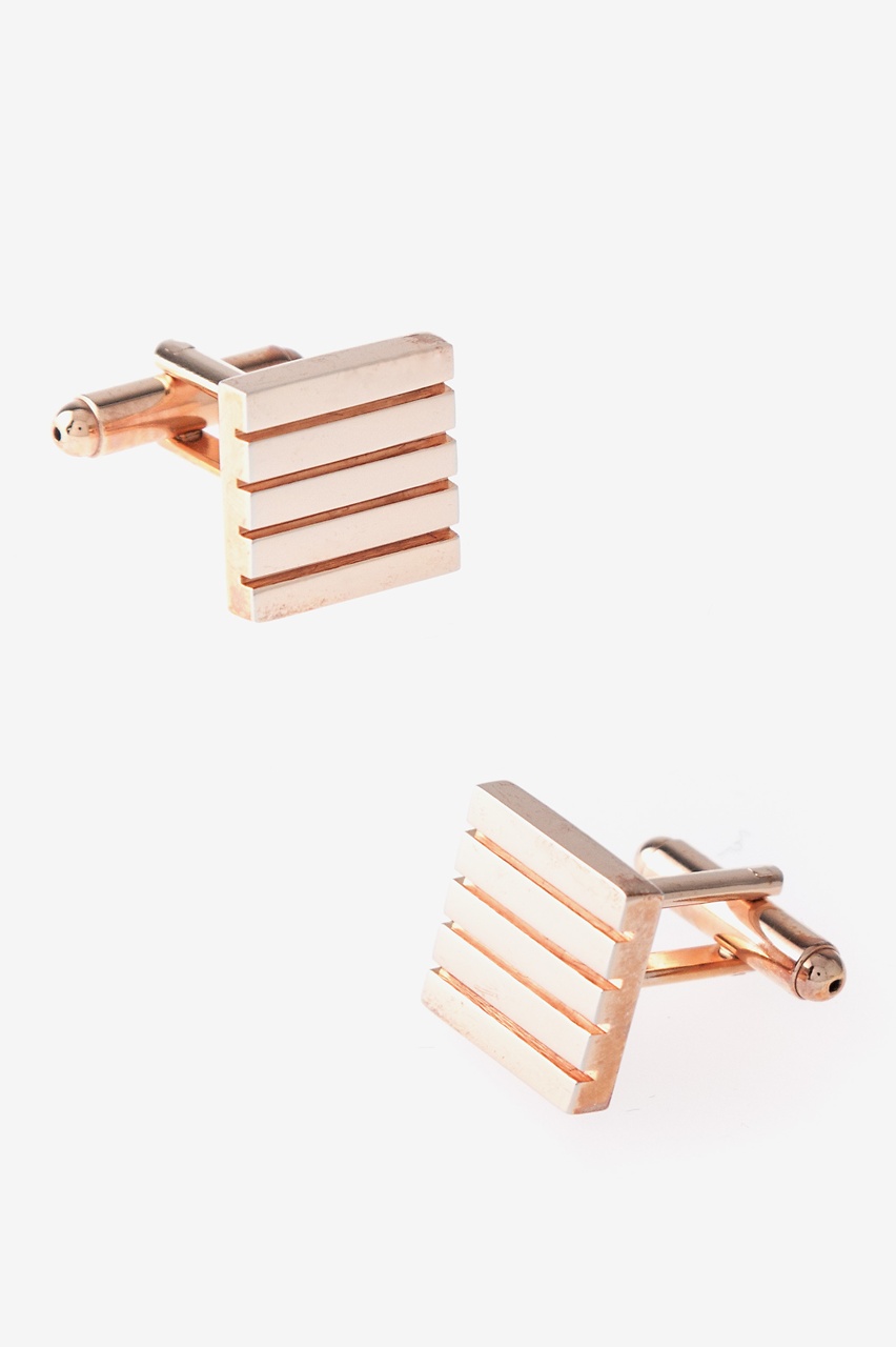 Solid Striped Square Rose Gold Cufflinks Photo (0)