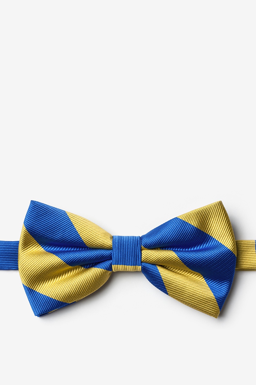 Royal Blue & Gold Stripe Pre-Tied Bow Tie Photo (0)