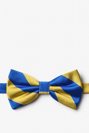 _Royal Blue & Gold Stripe Pre-Tied Bow Tie_