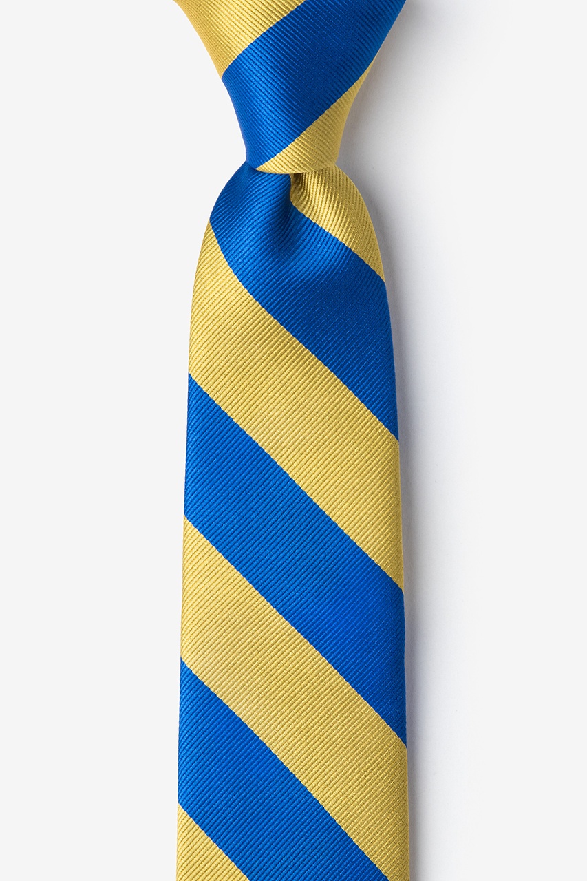 Royal Blue & Gold Stripe Tie For Boys Photo (0)
