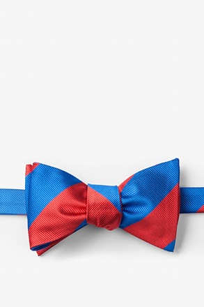 Royal Blue & Red Stripe Self-Tie Bow Tie
