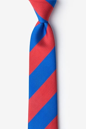 Royal Blue & Red Stripe Skinny Tie