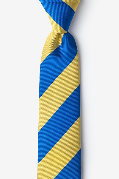 Royal Blue Microfiber Royal Blue & Gold Stripe Skinny Tie