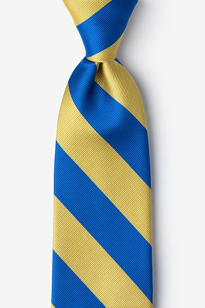 Royal Blue Microfiber Royal Blue & Gold Stripe Tie