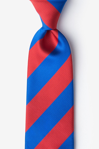 Royal Blue Microfiber Royal Blue & Red Stripe Tie