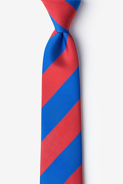Royal Blue Microfiber Royal Blue & Red Stripe Tie For Boys