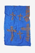 Royal Blue Floral Crosses Scarf Photo (3)