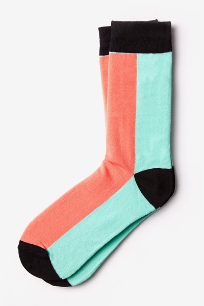 Salmon Carded Cotton Fullerton Split Medium-Large Sock
