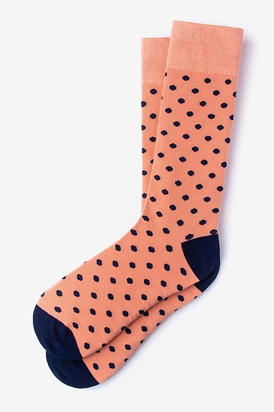 Salmon Carded Cotton Power Dots Medium-Large Sock