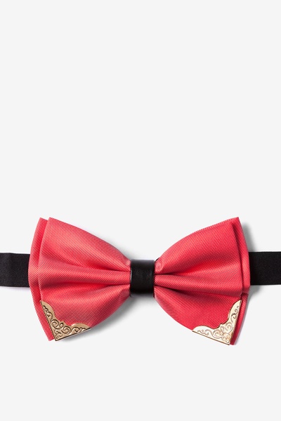 Salmon Polyester Metal-Tipped Salmon Pre-Tied Bow Tie