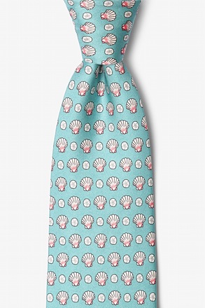 Scallops & Sand Dollars Seafoam Green Tie