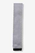 Contrasting Tip Silver Knit Skinny Tie Photo (0)