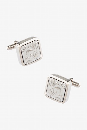 3D Fleur De Lis Silver Cufflinks