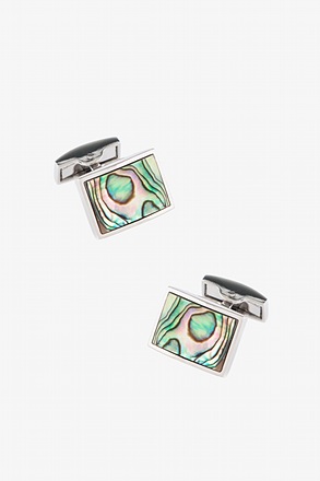 _Abalone Rectangle Silver Cufflinks_