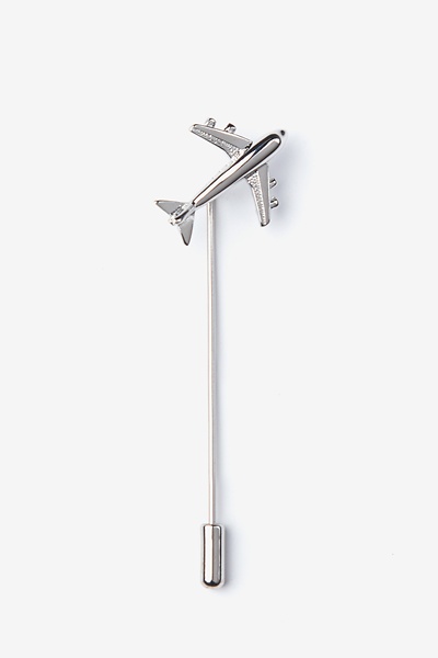 Silver Metal Airplane Lapel Pin