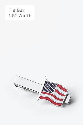 _American Flag Silver Tie Bar_