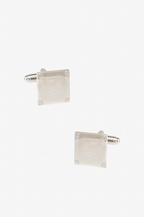 _Bolted Square Silver Cufflinks_