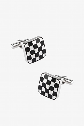 _Checker Board Silver Cufflinks_