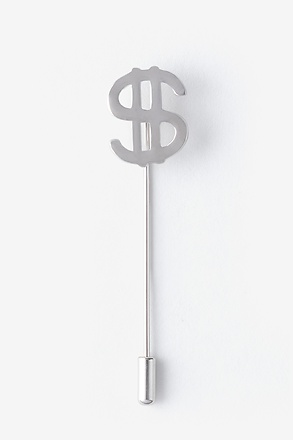 _Dollar Sign Silver Lapel Pin_