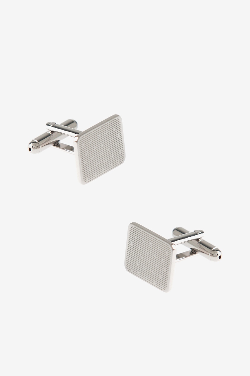 Etched Linear Silver Cufflinks Photo (0)