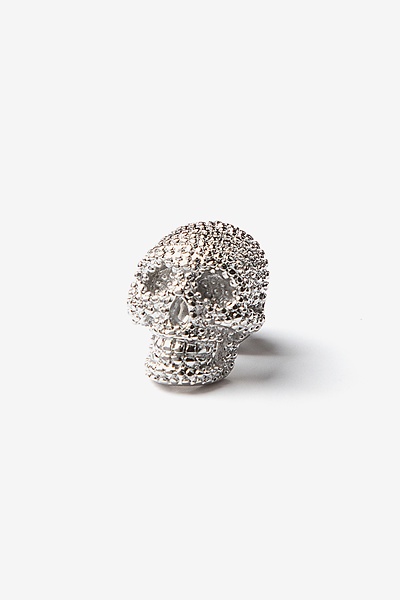 Silver Metal Fancy Skull Lapel Pin