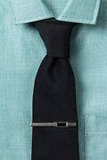 Genuine Onyx Rectangle Silver Tie Bar Photo (3)