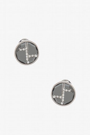 _Glittering Round Emerald Silver Cufflinks_