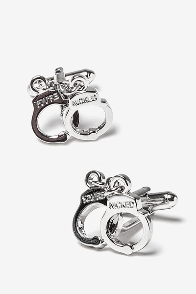 Silver Metal Handcuffs Cufflinks