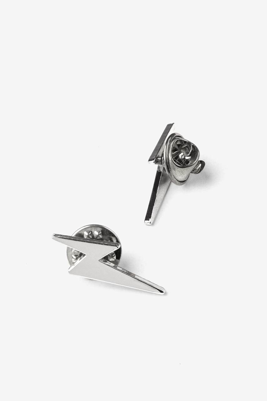 Silver Metal Lightning Bolt Collar Pin | Ties.com