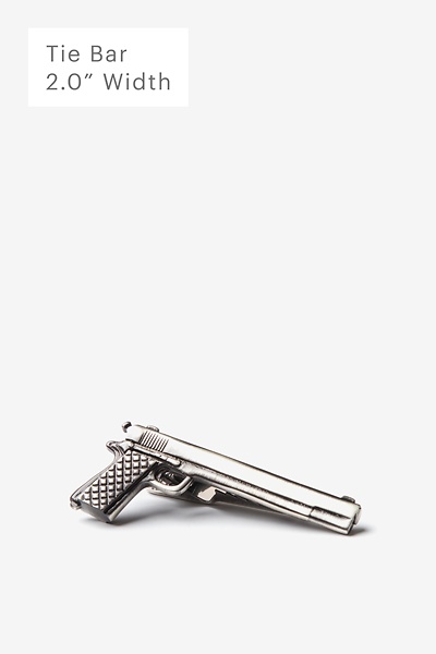 Silver Metal Long Barrel Handgun Tie Bar