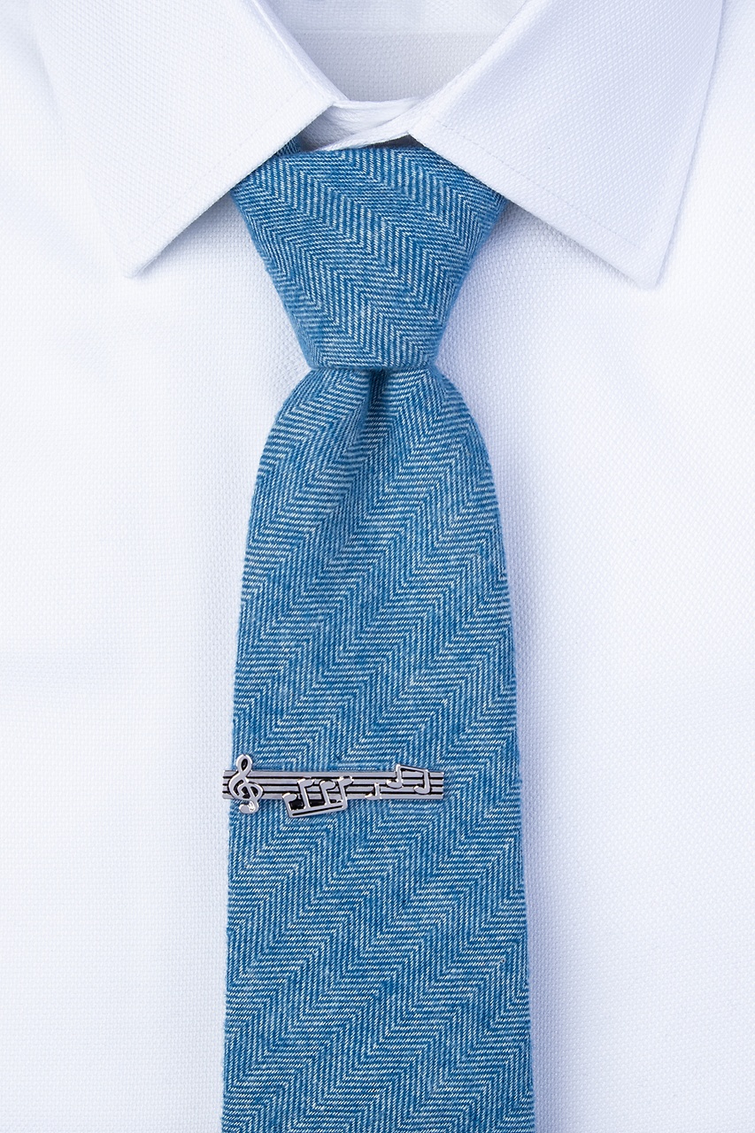 Music Notes Silver Tie Bar Photo (1)