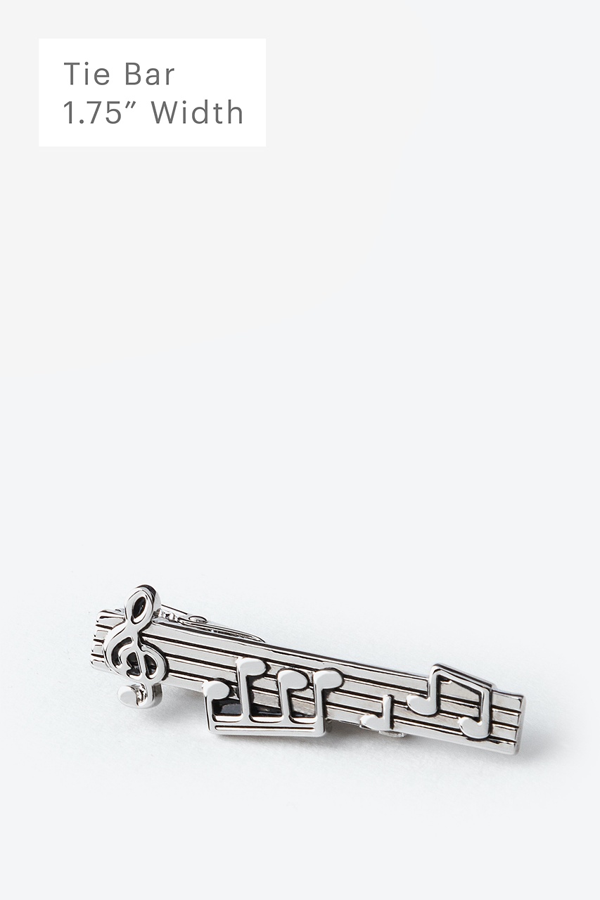Music Notes Silver Tie Bar Photo (0)