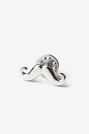 Mustache Silver Lapel Pin