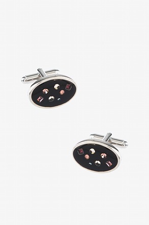 _Oval Starry Night Silver Cufflinks_