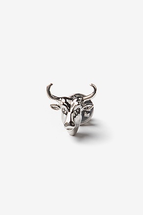 Ox Head Silver Lapel Pin